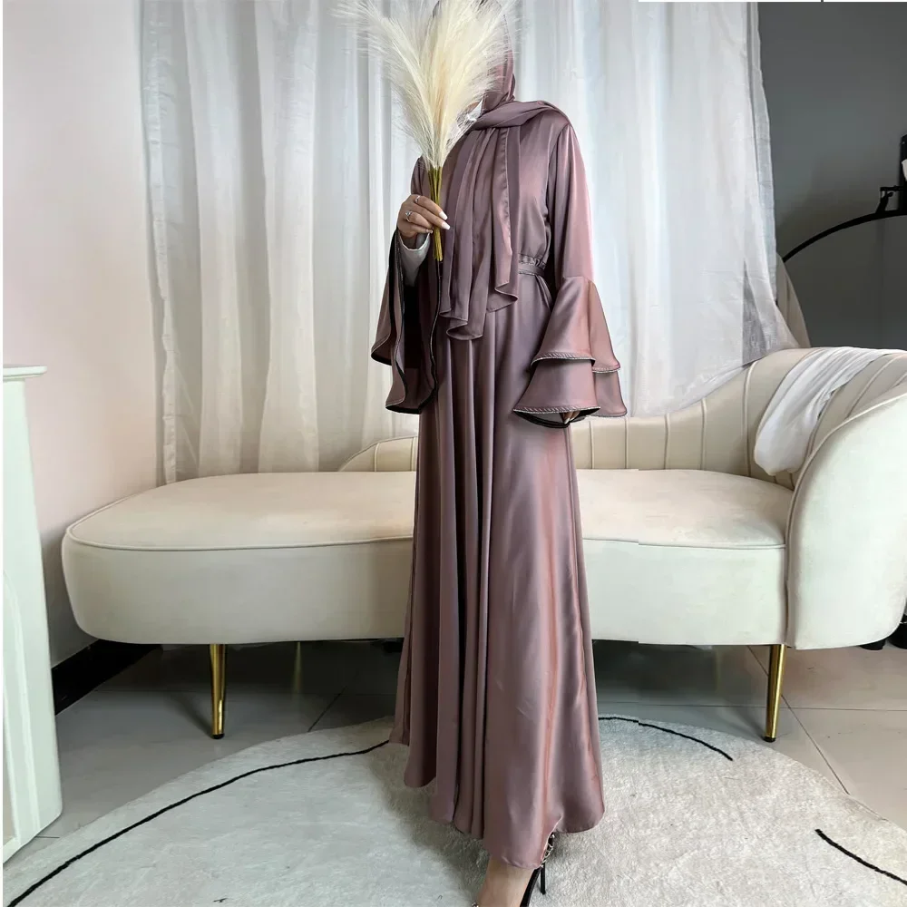 Eid Ramadan ensemble musulman Abaya pour femmes dubaï Hijab Robe ceinturée Jalabiya turquie caftan Islam vêtements Robe Caftan Marocain Femme