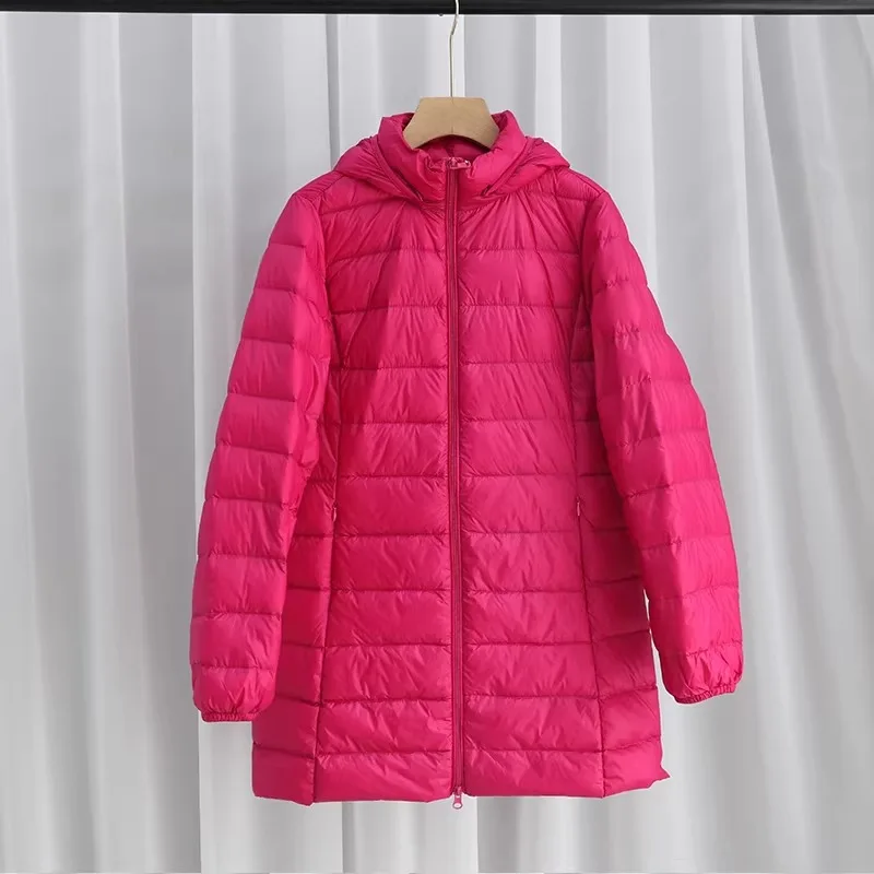 

Легкая женская куртка-пуховик с капюшоном, приталенная, ультралегкая, удлиненная, для весны и осени