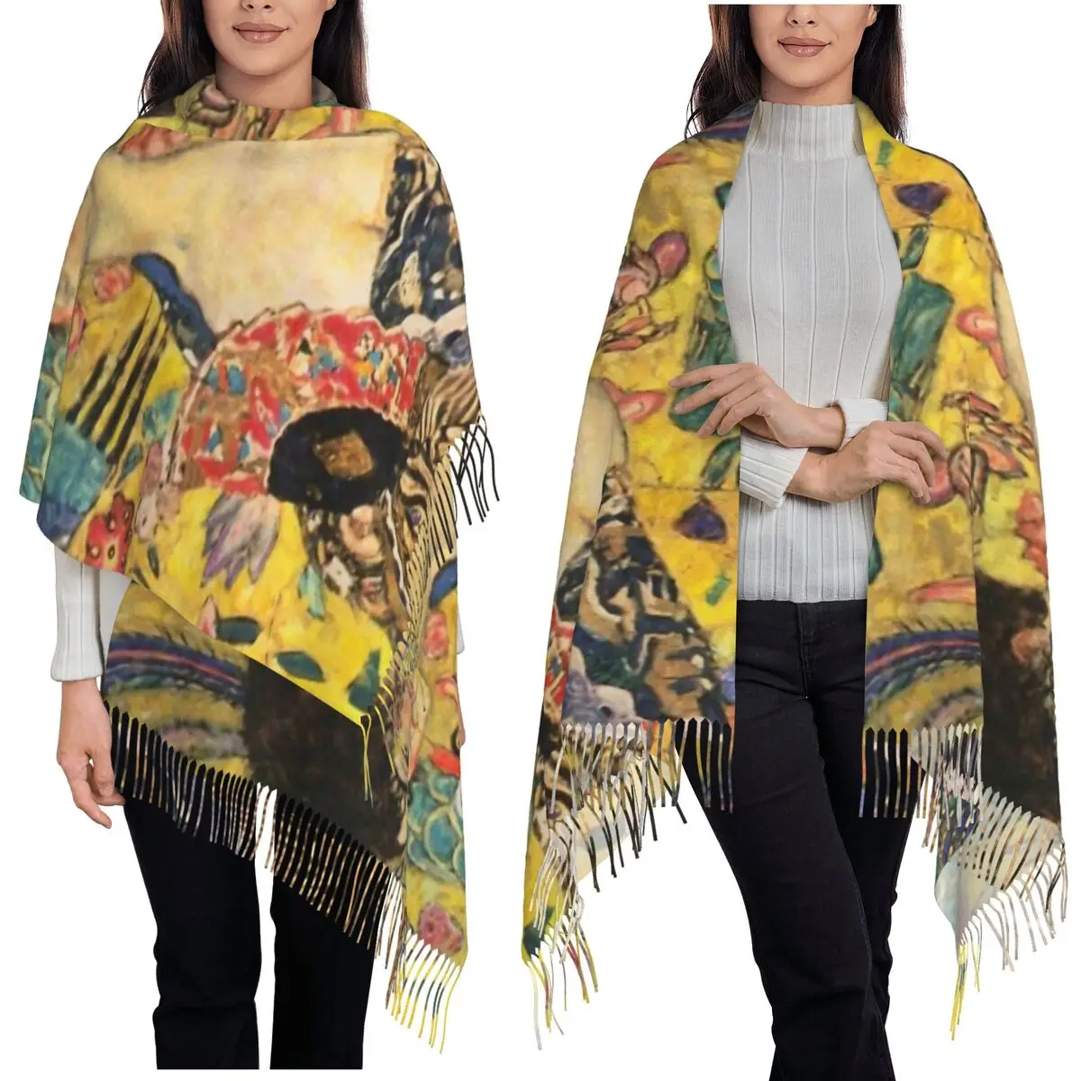 

Gustav Klimt Scarf Tassel Scarves Women Soft Warm Shawls and Wraps Large Fall Winter Shawl Wrap