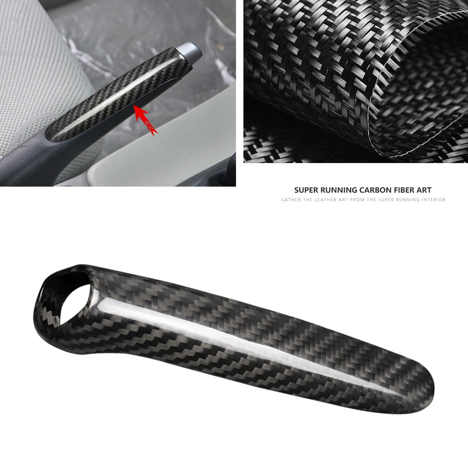 

Car Gear Handbrake Cover Trim For Honda Civic 9th 2012 2013 2014 2015 Carbon Fiber Shifter Handle Shift Hand Brake Knob Shell