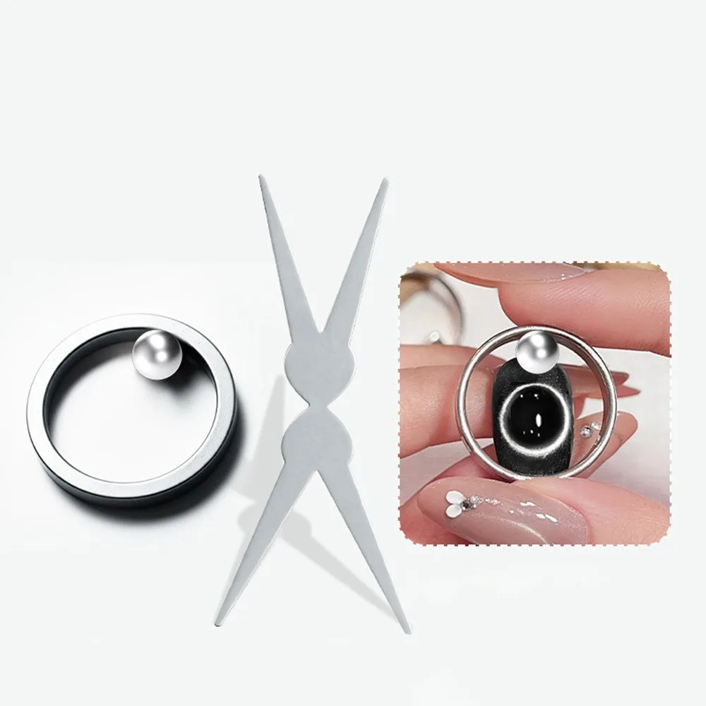 Portable Hollow Cat Eye Magnet DIY Nail Art Effect Magnet Ring Cat Eye Nail Magnetic Ring Manicure Magnetic Tool