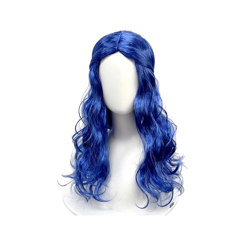 Bright Blue Half Up Long Wavy Wig Synthetic Hair Middle Part Anime Cosplay Halloween Costume Party Full Wigs for Women Girls image 3
