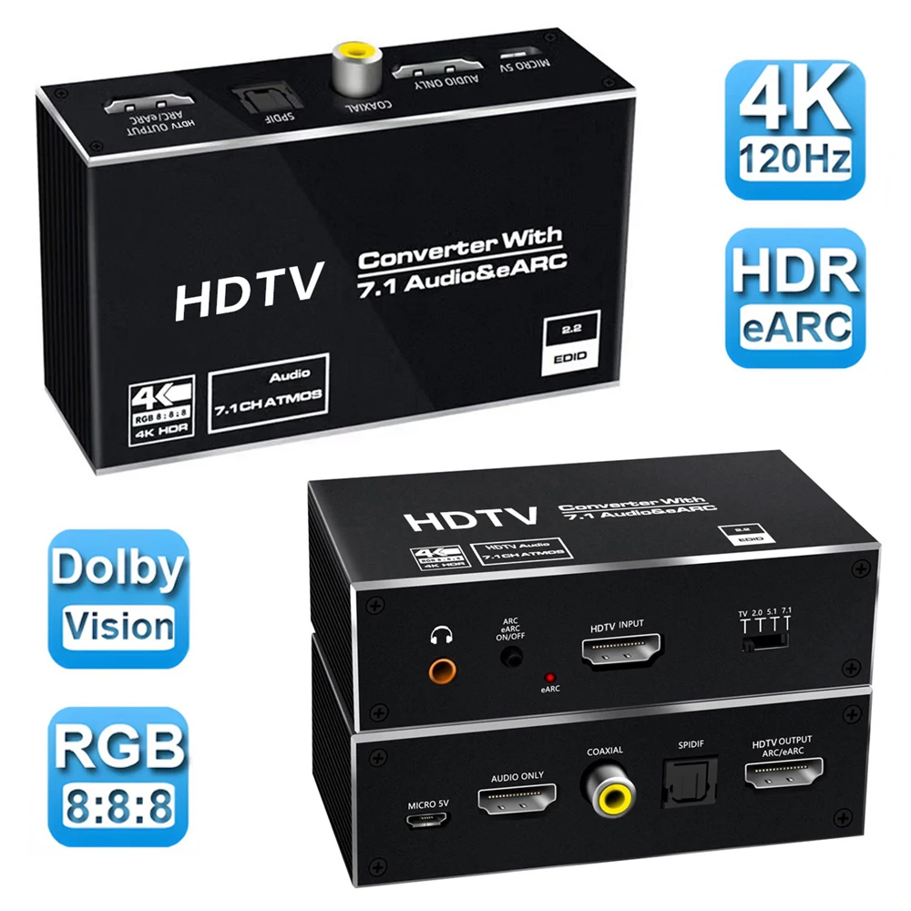 

8K 60Hz 120Hz HDMI-Compatible Switch eARC Audio Extractor ARC Toslink SPDIF HDMI-Compatible Switcher for PS5/4 Xbox TV Amplifier
