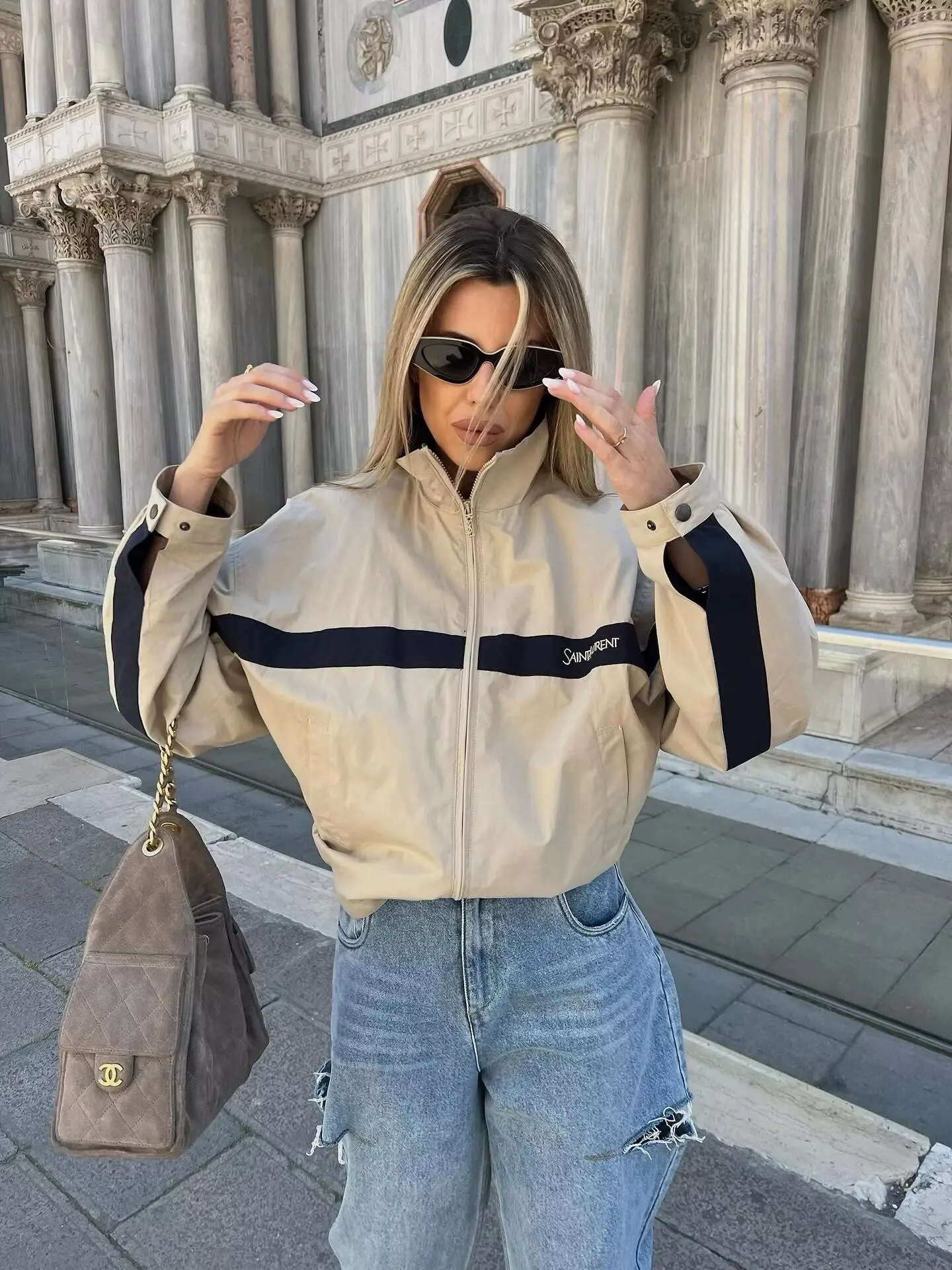 Siren Chic 2026 Herbstjacken Übergroße Mode-Bomberjacke mit Reißverschluss Stehkragen Damen Kurzmantel Streetwear Casual Oberbekleidung