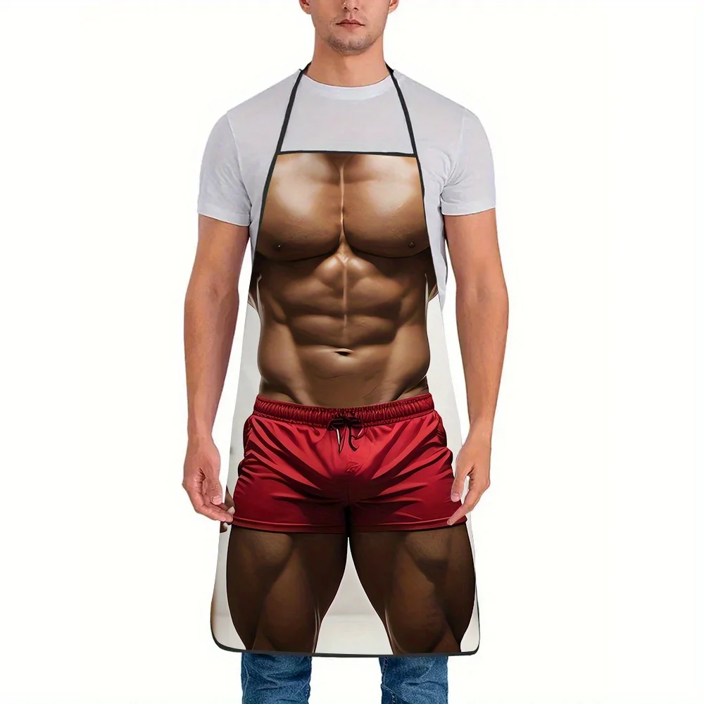 Sexy Muscular Man Apron Waterproof Polyester Costume Kitchen Gift for Men