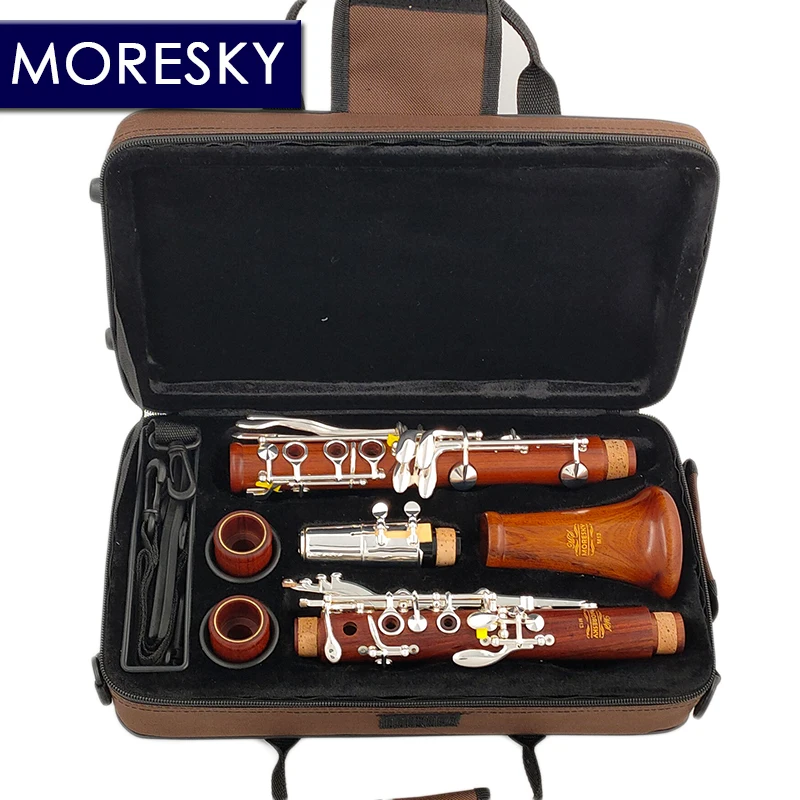 MORESKY czerwone drewno profesjonalne Klarnet palisander Bb Silver Plated17 klucze Mopane Sib Klarnet M13(OEM)