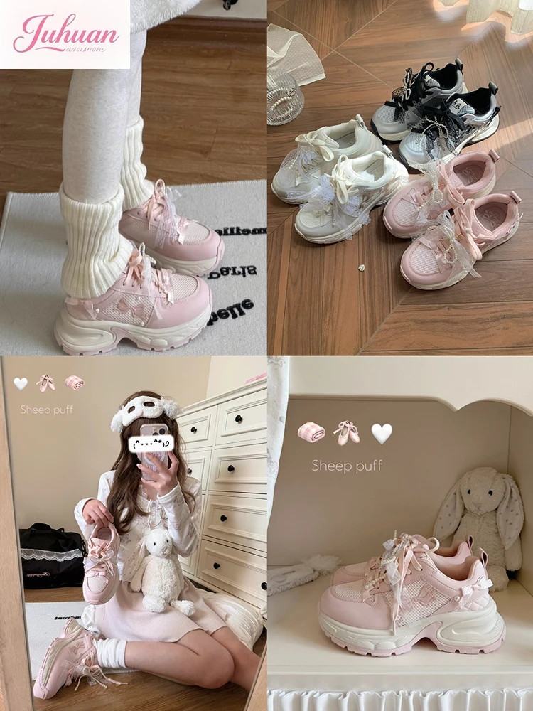 

Kawaii оригинальные повседневные кроссовки в стиле Лолиты с бантом и жемчугом, летние дышащие удобные сетчатые кроссовки для девочек, студенческие