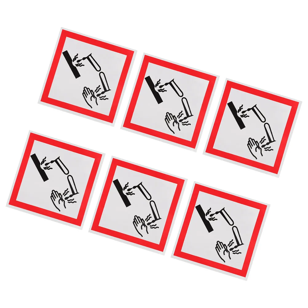 6 Pcs Corrosive Markings Pictogram Label Automatic Pvc Safety for Hazmat Sticker Decal