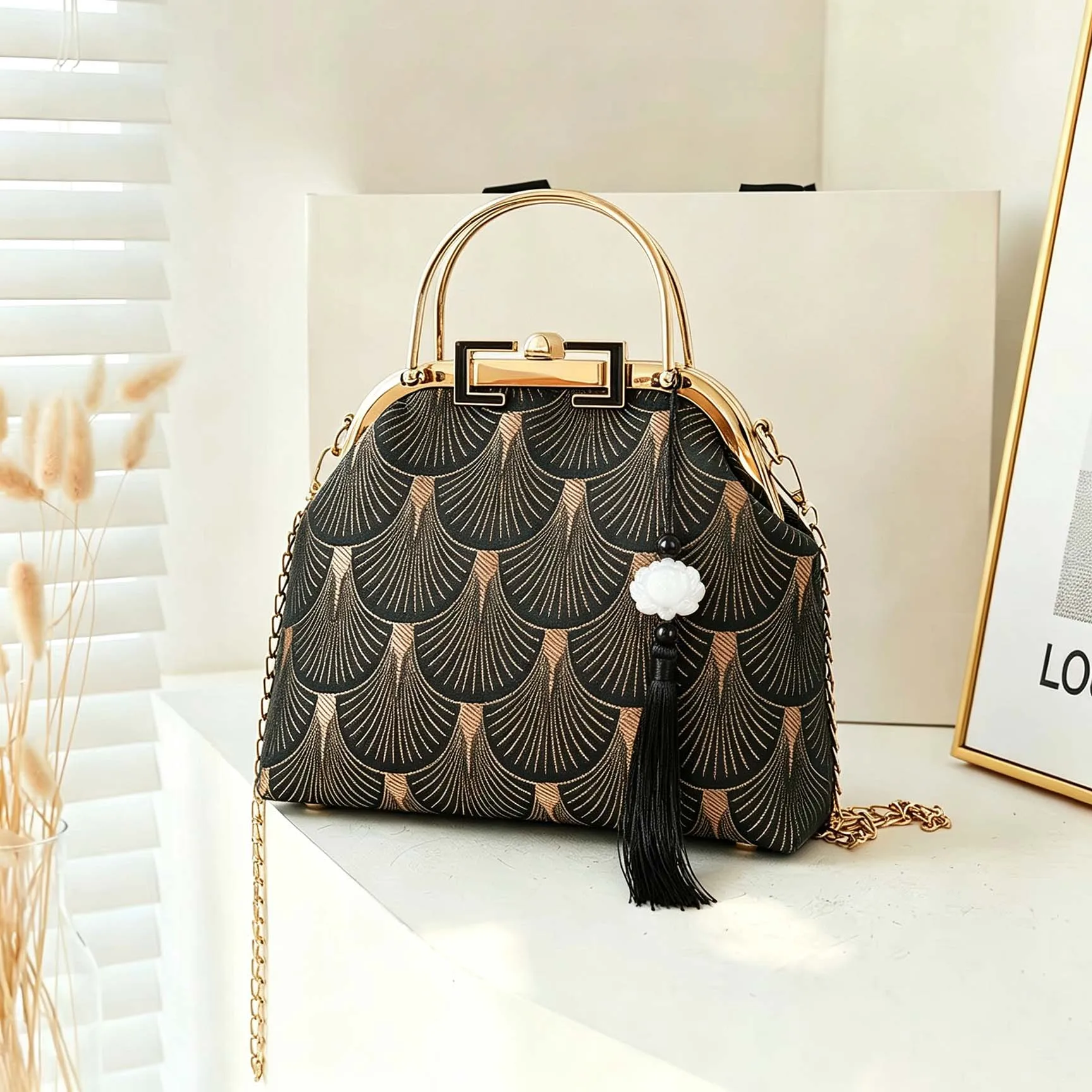 Well Original Handmade Bag Classic Black Mother Gift Bags Vintage Women Tote Women's Handbags Hand Fringe Bag