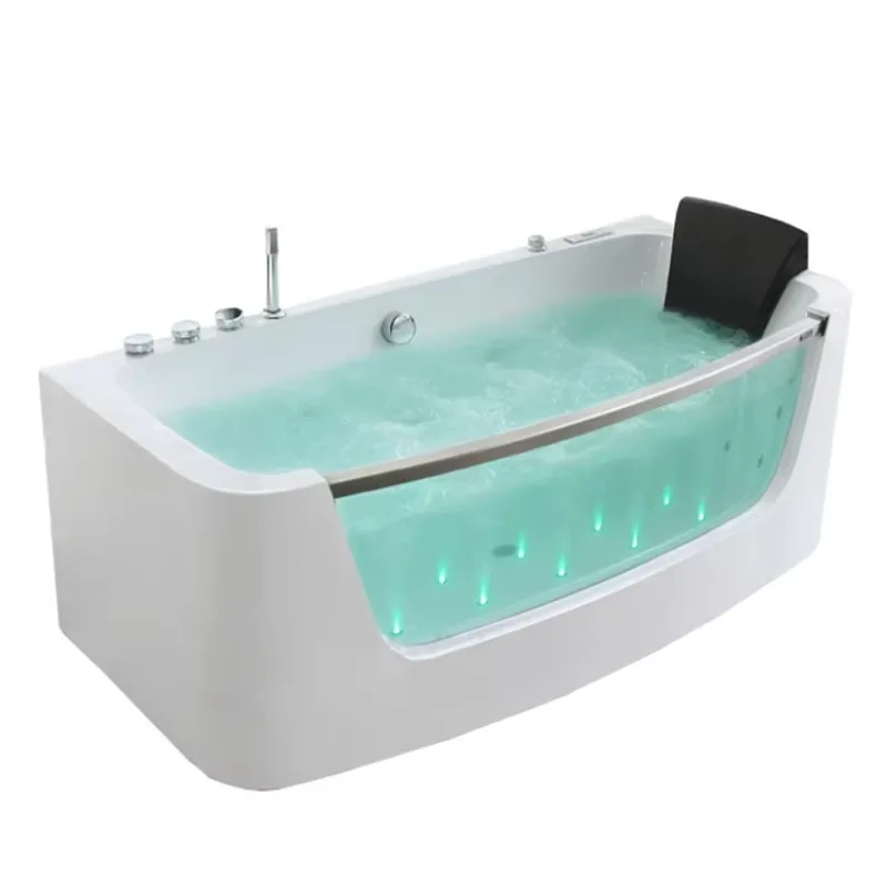 

Современная отдельно стоящая прямоугольная стеклянная гидромассажная ванна, простая установка, бытовая ванная комната для взрослых, отдельно стоящий резервуар для серфинга
