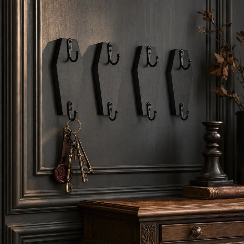 Wooden Wood Door Hanger Hooks No-drill Traceless Design Wall Mounted Hanger Sticky Hooks Punch Free Door Storage Hook Closet