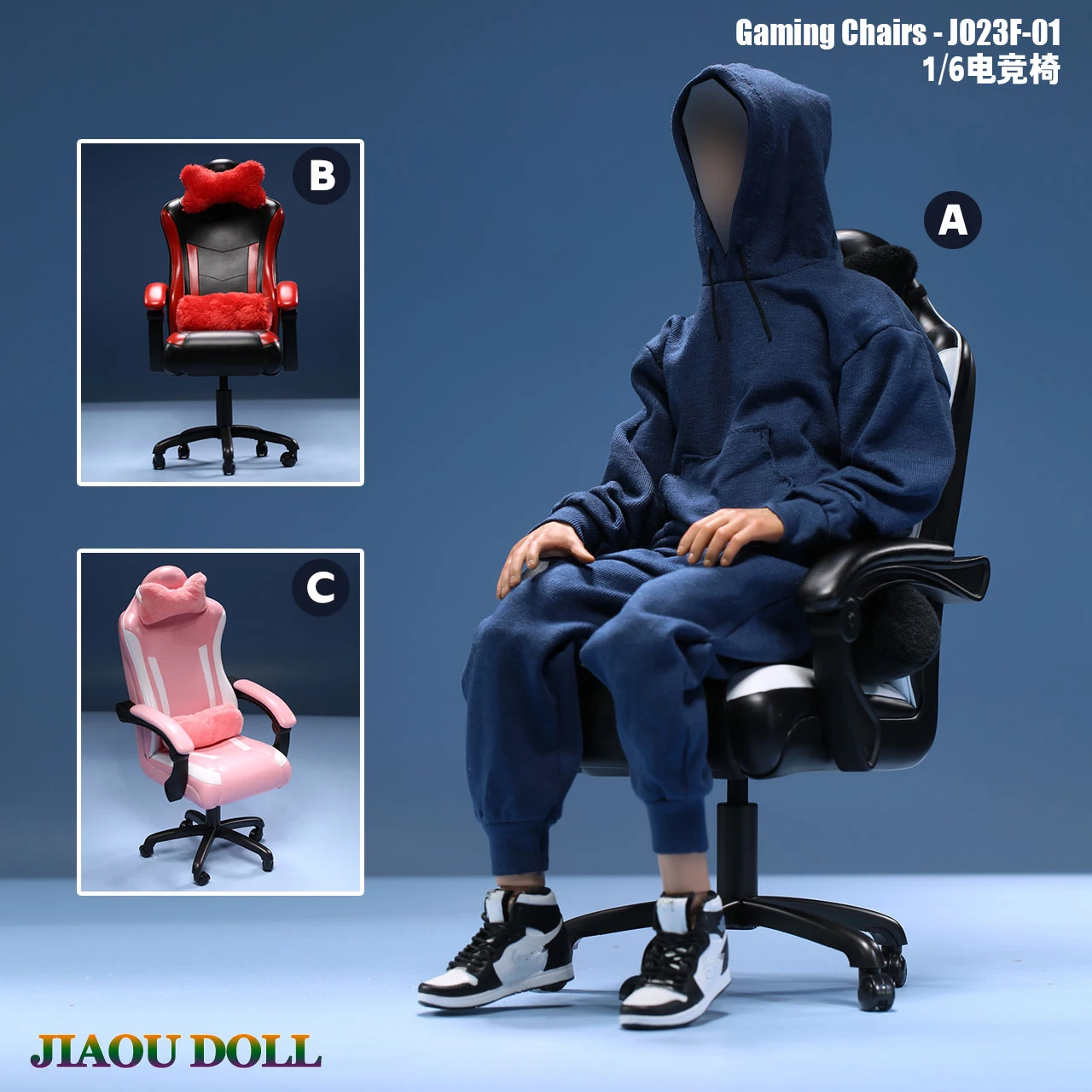 

JIAOU DOLL JO23F-01 1/6 Scale Miniature Gaming Computer Chair Office Game Chair Fit 12-inch Action Figure Body Dolls