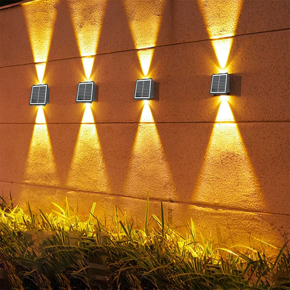 Lámpara Solar de pared para exteriores, impermeables luces solares, iluminación de lente convexa superior e inferior para el hogar, jardín, calle, paisaje, Dec