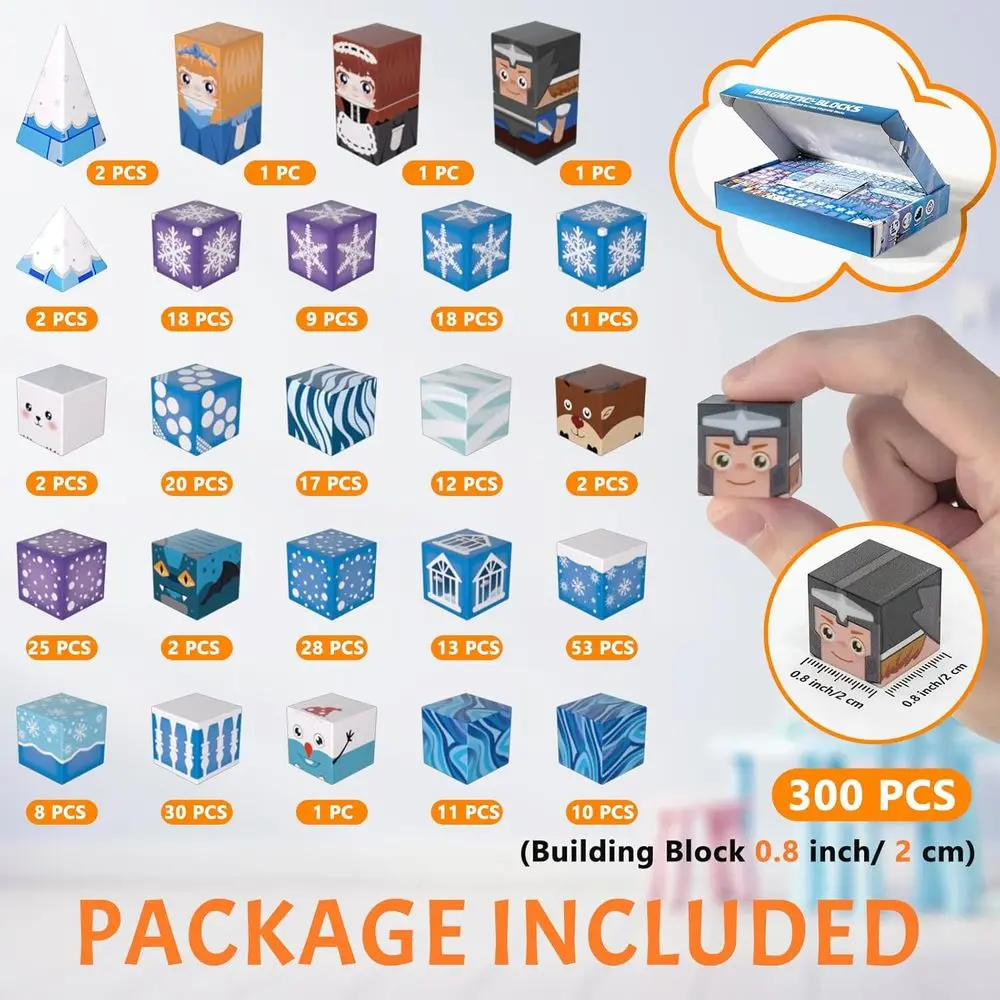 Magnetic Building Blocks Set - 300 Pieces for Kids, Montessori STEM Toys, Ideal Gift for Ages 3-12