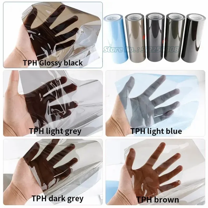 Car Headlight & Taillight & Fog Light Lamp wrap Film Smoke Black TPH PU PPF Protective Film For Car Styling Motorcycle Decorate image 6