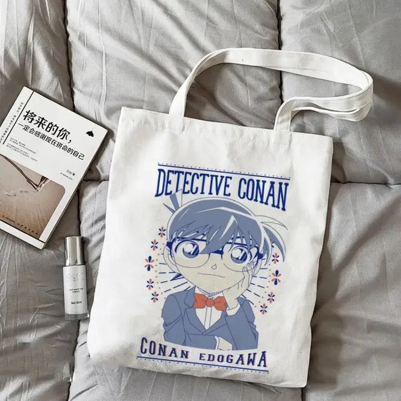 Bolsos de lona de Detective Conan para hombre y mujer, bolso de hombro ecológico de Anime Kudou Shinichi, bolso de compras de gran capacidad, regalos