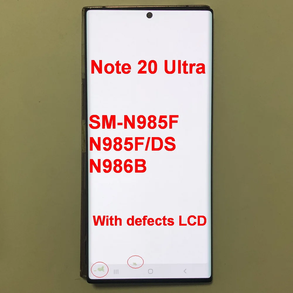 With defects Super AMOLED For Samsung Note 20 Ultra 5G Lcd Display Digital Touch Screen For SM-N985F N986U Display 100% testing