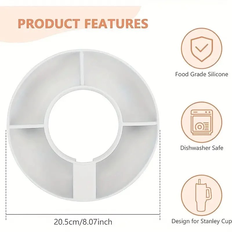 Miska na przekąski do kubka Stanley Silikonowa taca na przekąski kompatybilna z kubkiem Stanley Quencher 1.0/2.0 40 uncji Kubek z uchwytem na kubek
