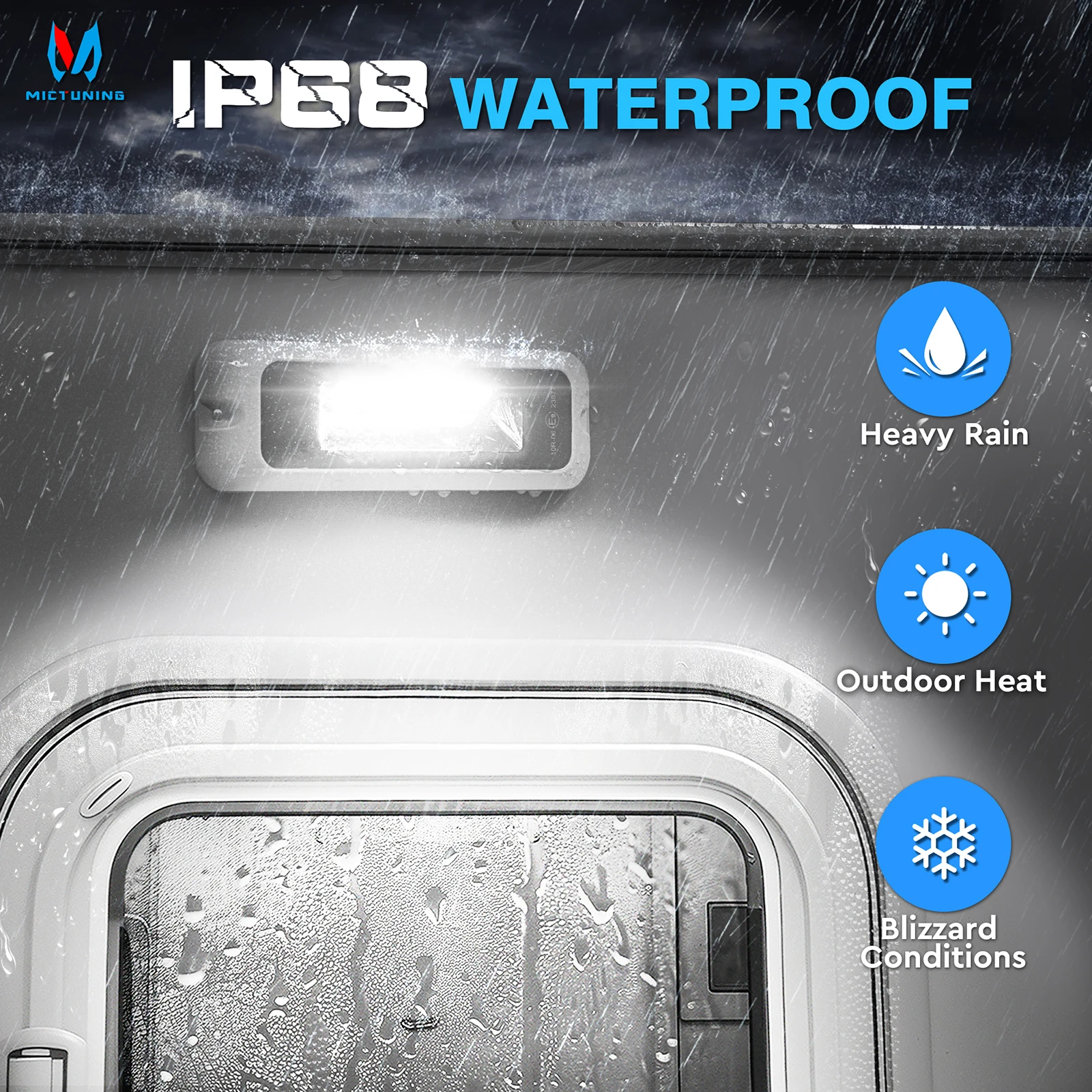 

MICTUNING 4 Inch RV Exterior Porch Light, LED Utility Awning White 6000K, Outdoor IP68 Waterproof Aluminum for Camper Trailer