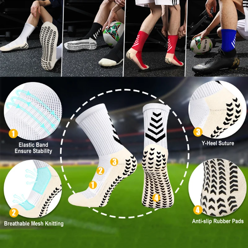 Soccer Socks Women Men Outdoor Sport Grip Football Yoga Middle Socks Anti-slip Basketball Tennis Trampoline Sport Socks