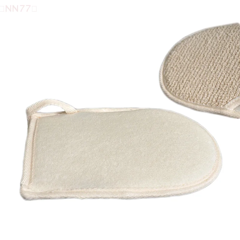 นุ่มธรรมชาติ Loofah ถุงมือสําหรับอาบน้ําสปา Double-Sided Body Scrub ฟองน้ํา Pad ผิวทําความสะอาดถุงมืออาบน้ํา Bath Supplies