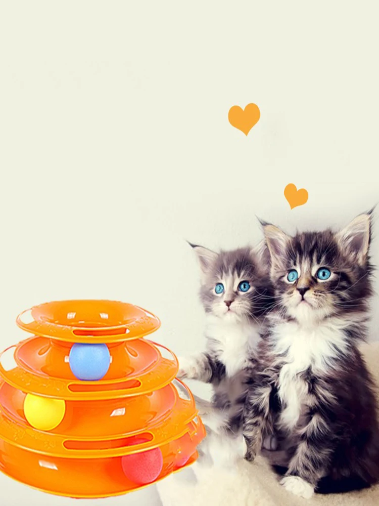 3/4-layer cat toy tower track with ball interactive indoor cat puzzle toy for sports and entertainment