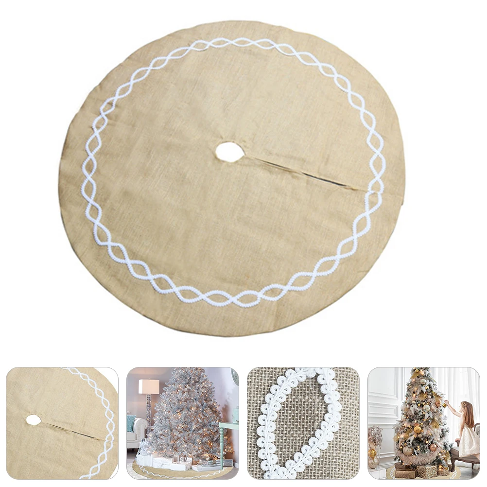 

1pc Christmas Tree Skirt Linen Xmas Tree Mat Festive Holiday Decor For Home Party Gathering Decoration Supplies Ornament
