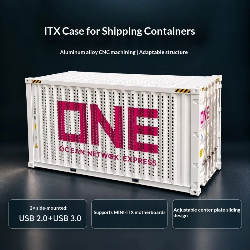 Container ITX Chassis - Aluminum CNC, MINI-ITX, ATX/SFX PSU, 360mm GPU, 3.35kg, 380mm Deep