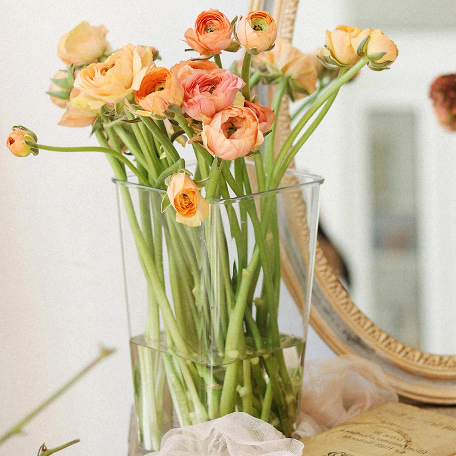 

Ведро, прозрачный акриловый настольный контейнер для хранения цветов для свежих цветов, легкий гладкий край, компактный цветок