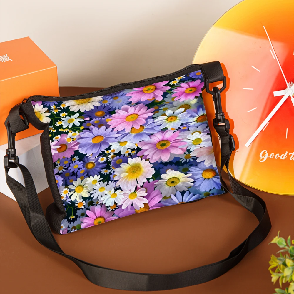 1pc Floral Print Crossbody Bag Multicolor Daisy Pattern Shoulder Bags For Women Outdoor Travel Shopping Daily Use Fashion