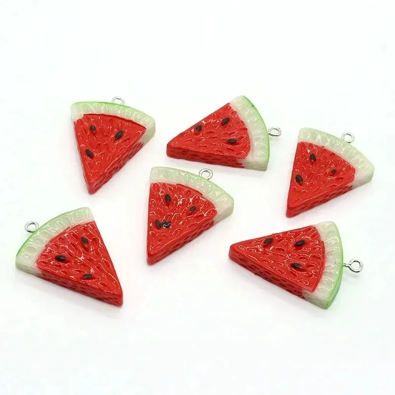 10Pcs Double Sided Triangle Watermelon Resin Charms Mini Fruit Pendants For DIY Earring Jewelry Making Crafts