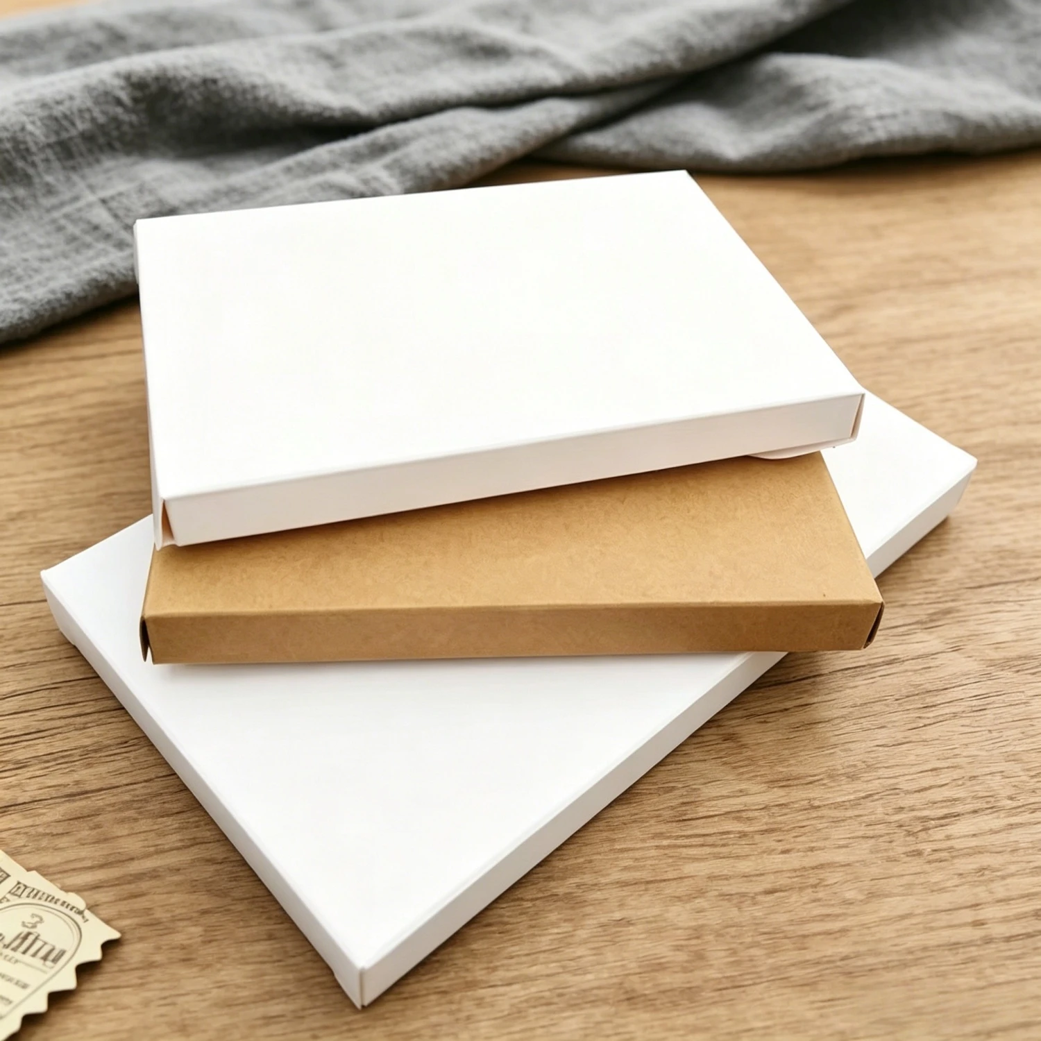 Blank Kraft Paper Box, Envelope Photo Gift Boxes, Wedding Postcard, Stationery Packaging Box, Cosmetics Package, 50Pcs