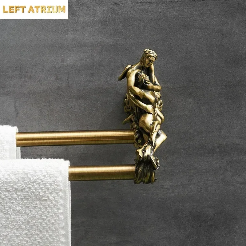 Vintage Towel Rack Wall Mounted Multi-layer Pole Storage Rack, Bathroom Towel Pole, Toilet, Restroom Storage Rack