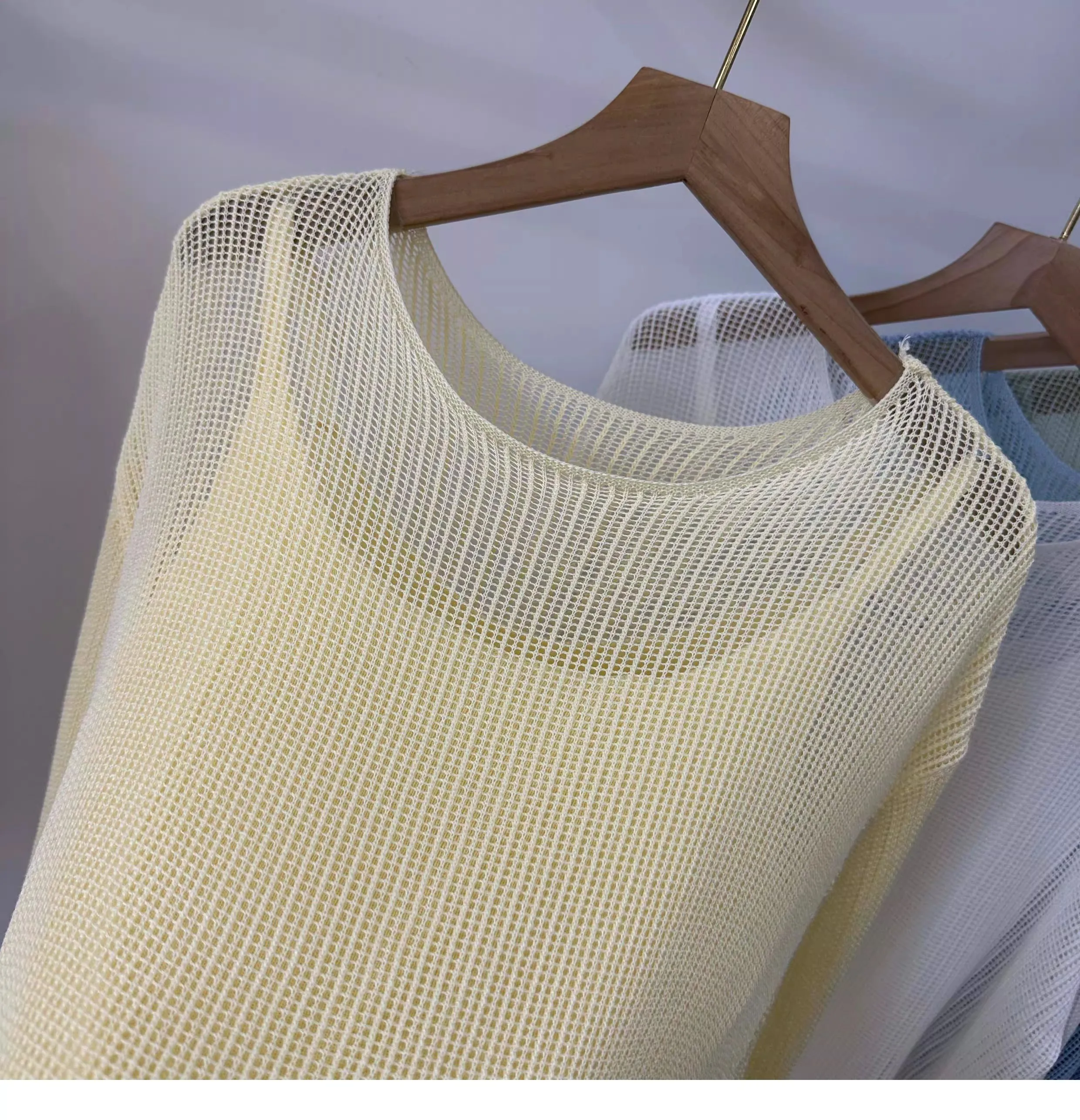 Ausgehöhlte Langarm-Strickbluse 2026 – Neues Sommer-Sonnenschutz-Cover-Up und figurfreundliches zweiteiliges Cami-Set – Detail 9