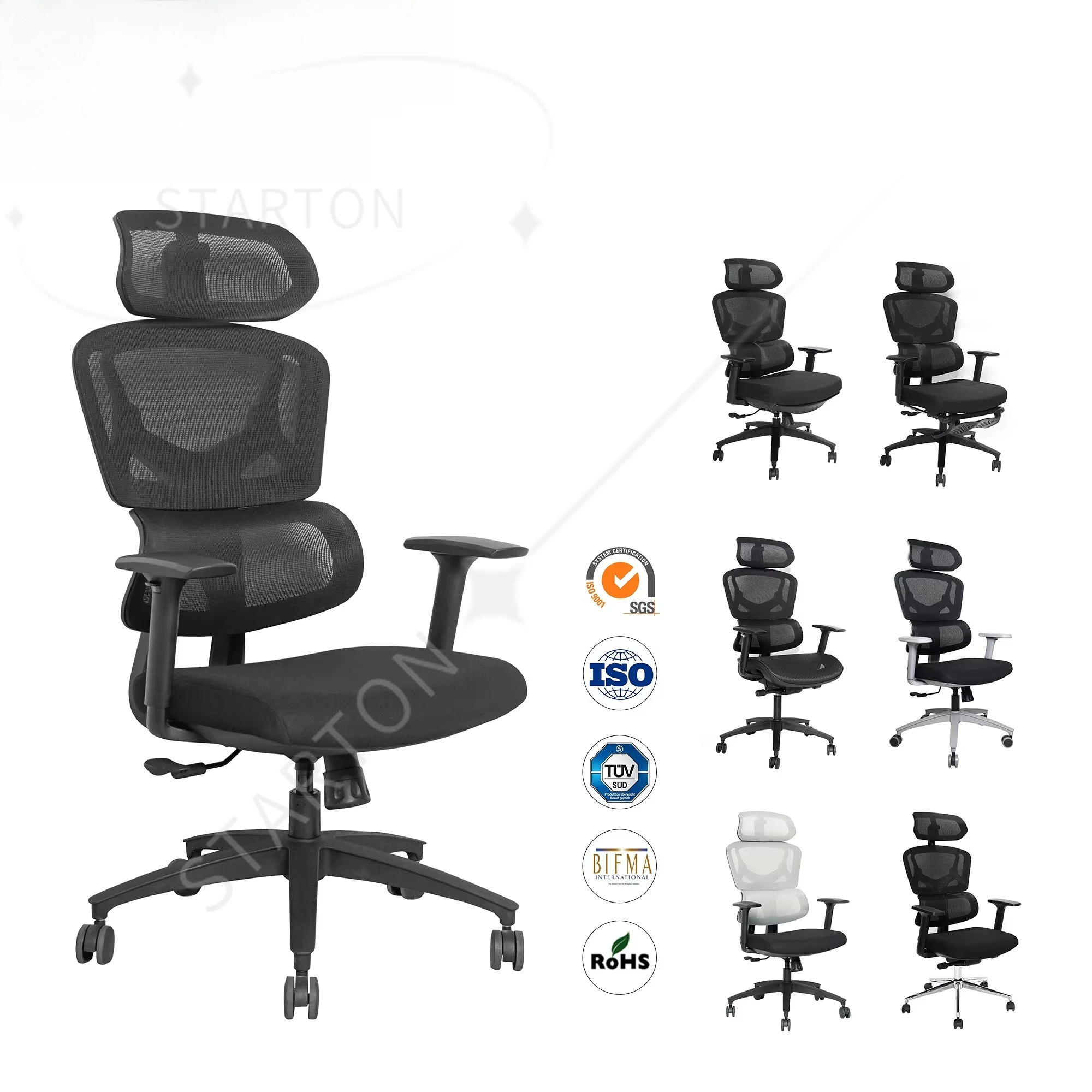 

High Back Executive Office Chair Full Mesh Modern Lift Chair Adjustable Headrest Made PP Ergonomic Swivel Design