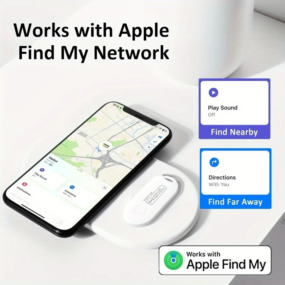 소리가 나는 키 파인더 로케이터, 키, 가방, 애완 동물, 스마트 태그, Apple Find My(iOS 전용) 교체 배터리와 함께 작동