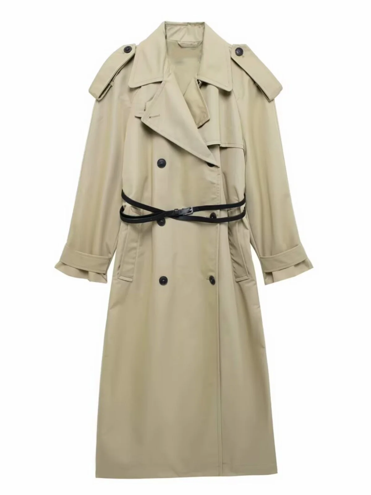 

Basic Sle Long Sve Streetwear Coat Casual Loose Collar Autumn Winter Women's Faion Outerwear Double Breasted Button