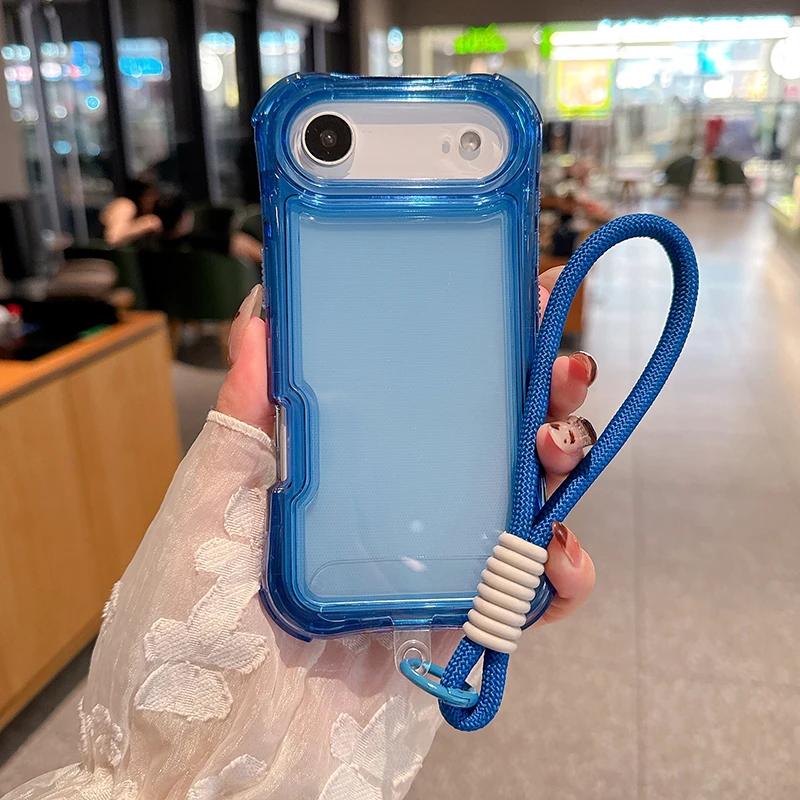 3IN1 الثقيلة درع كاندي اللون واضح جراب هاتف آيفون 17 الهواء 16 15 14 زائد 13 برو ماكس مع الحبل غطاء وقائي للصدمات #1