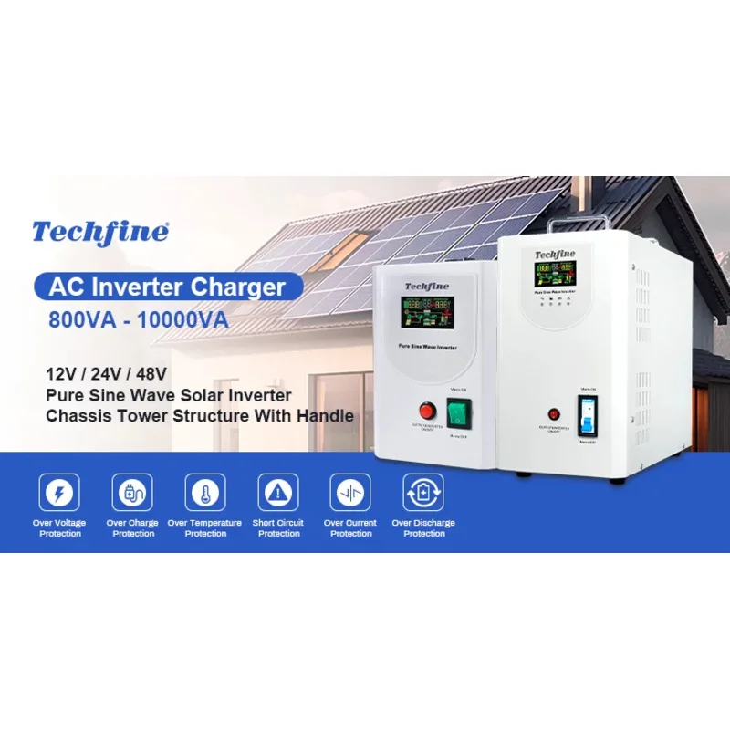 Techfine EU Hot Sell Dc to Ac Good Quality Power Inverter Single Phase Auto Restart Voltage 24V 48v 1KVA 1.5KVA 3KVA Home UPS