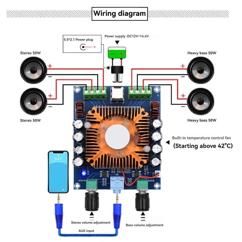 APPLIA-XH-A372 Audio Amplifier Board TDA7850 Four Channel 50Wx4 HIFI Car Stereo Subwoofer Amplifier Bass AMP Home Theater