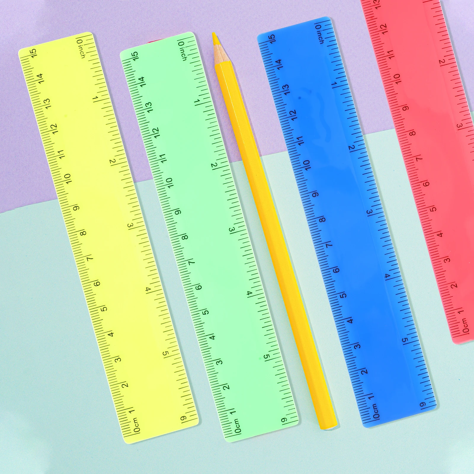 

20pcs 15cm Colored Rulers Plastic Straight Measuring Tools for Students Kids Gifts Household Multi Function Study Accessories