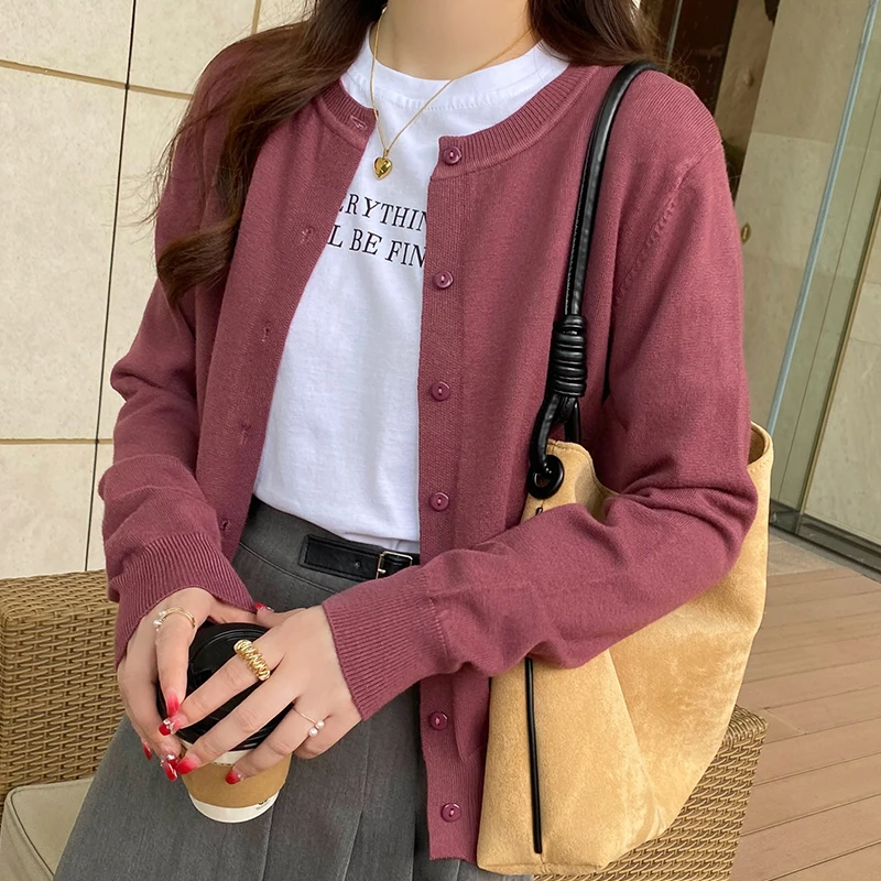 Gebreide Trui Vrouwen Vesten Nieuwe Lange Mouw O-hals Zwart Gebreide Trui Vest Vrouwen Tops Knitwears Sueters De Mujer Q1321