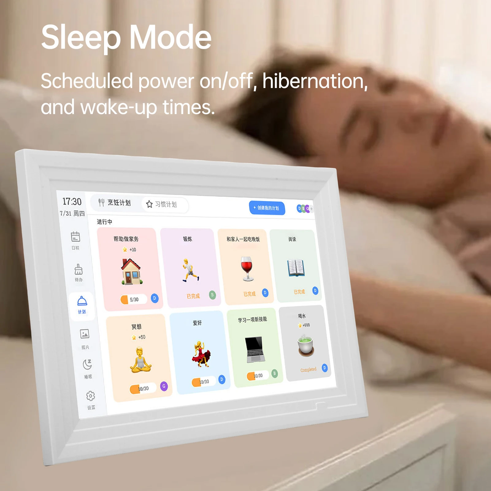 

Digital Calendar Planner Chore Chart 10.1inch IPS Full View LCD Screen Interactive Calendar APP Management for Family Share Wall