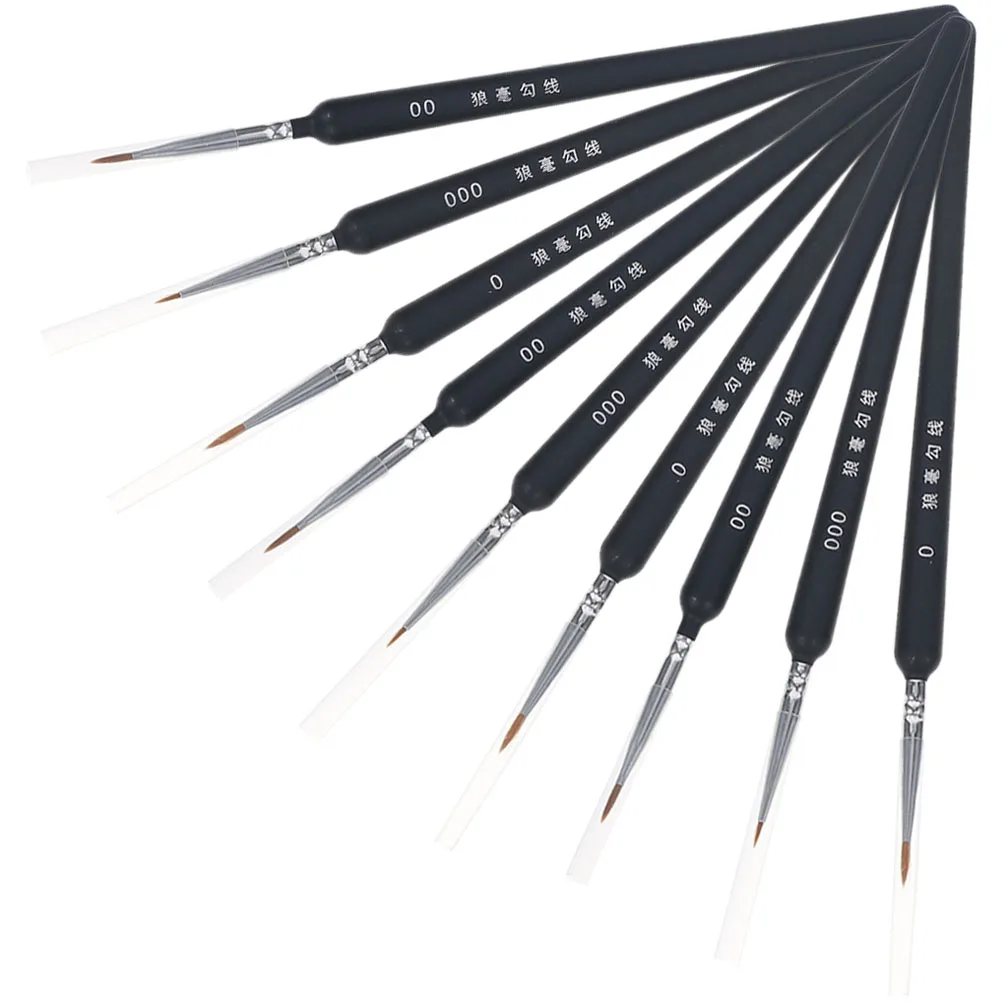 

9 Pcs Wooden H Paint Brushes Comfortable Grip Kids Supplies Reusable Watercolor Brush Student Painting Tool Professional