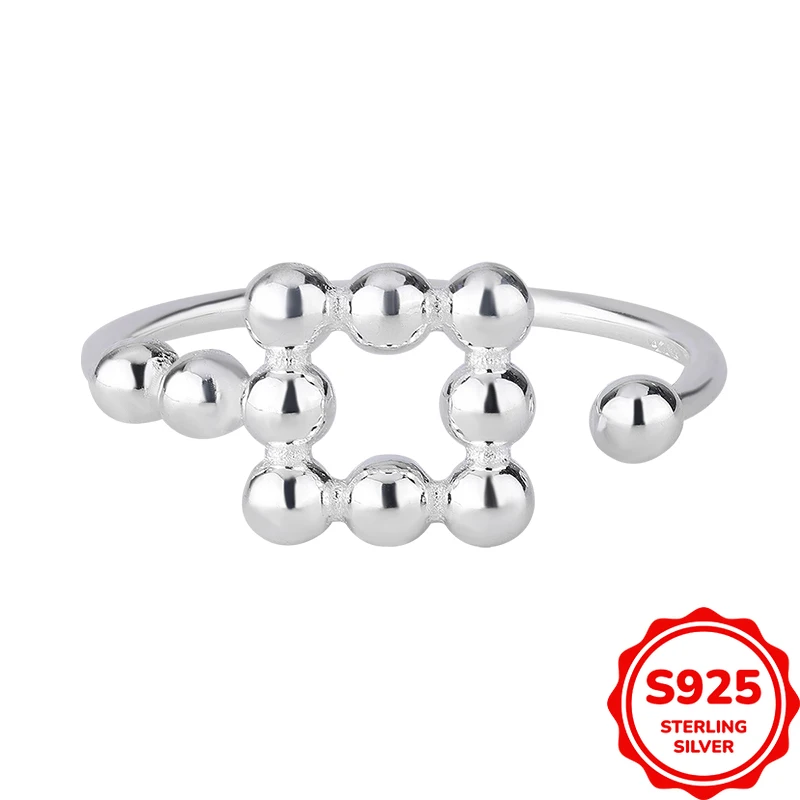 

Simple and Personalized Authentic S925 Silver Open Beads Ladies Ring