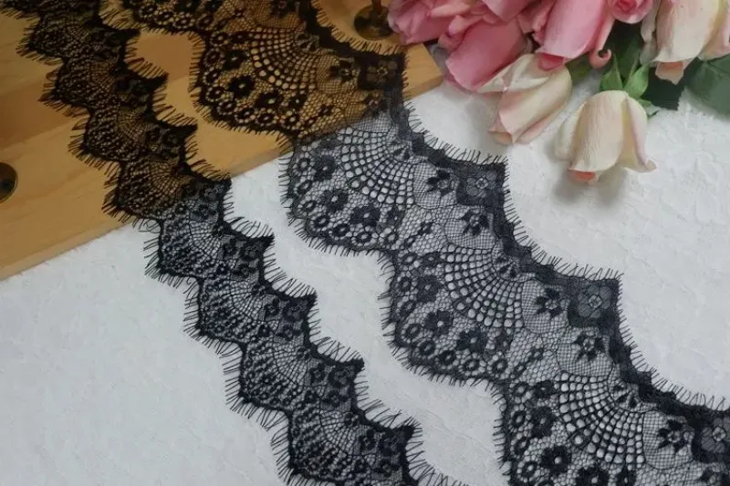 12M/lot Hollow Wave Edge Eyelash Lace Trim DIY Dress Collar Decoration Veil Splicing Accessory Width 6.5 to 10 cm