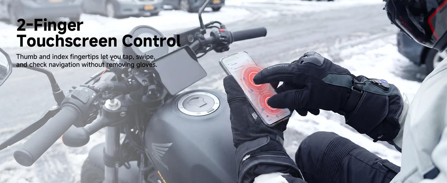 KEMIMOTO Motorrad-Heizhandschuhe Winter Moto-Heizhandschuhe Warme Wasserdichte Wiederaufladbare Heizhandschuhe für Schneemobile – Detail 19