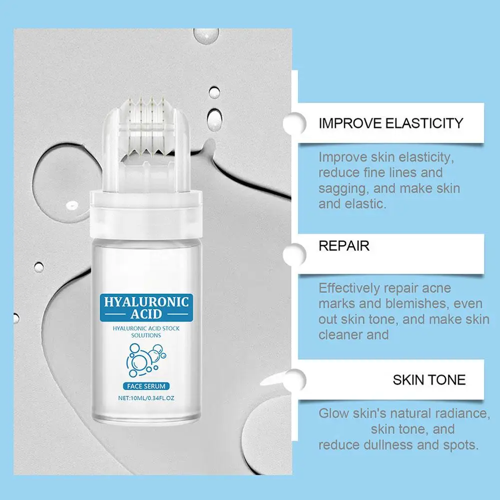 Hyaluronic Acid Face Serum 10ml Roller Applicator Hydrating Moisturizing Lightweight Facial Essence for Daily Skin Care view 4