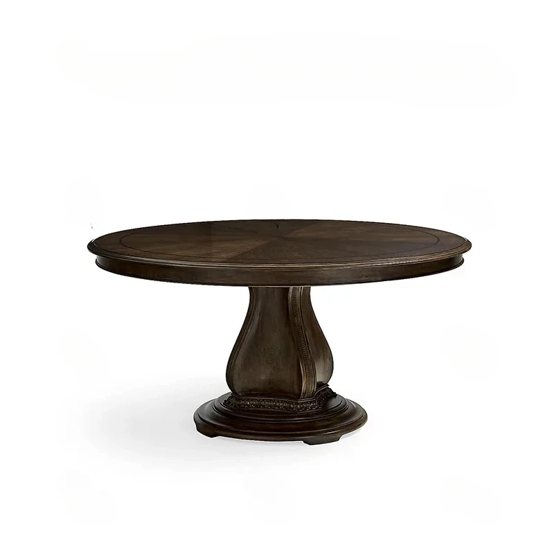 

American retro round dining table, dining room home solid wood, French living room round dining table HY