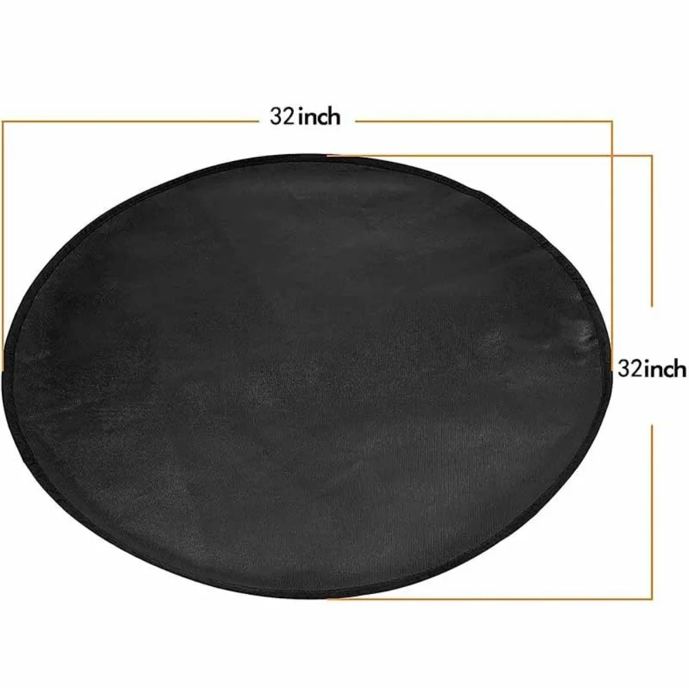Flame Retardant Round BBQ Mat Heat Resistant for Patio Lawn Deck Grilling 24in 32in 36in Black Glass Fiber Outdoor Mat